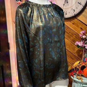 Ann Taylor Metallic Blouse Large NWT #DD